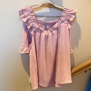 PJ’s Ruffled Pink Off-Shoulder Blouse